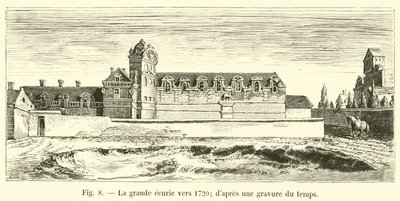 La gran caballeriza hacia 1720; según un grabado de la época de French School