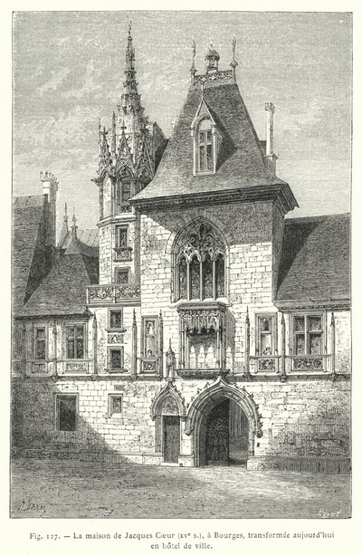 La casa de Jacques Coeur, siglo XV, en Bourges, transformada hoy en ayuntamiento de French School