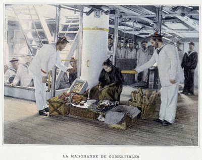 La vendedora de comestibles - en “Álbum Militar - Marina: La vida a bordo” de French School