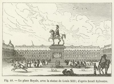 La Place Royale, con la estatua de Luis XIII; según Israel Sylvestre de French School