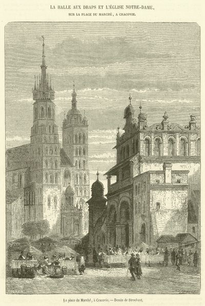 La plaza del Mercado, en Cracovia de French School