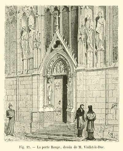 La puerta Roja, dibujo de M Viollet-le-Duc de French School