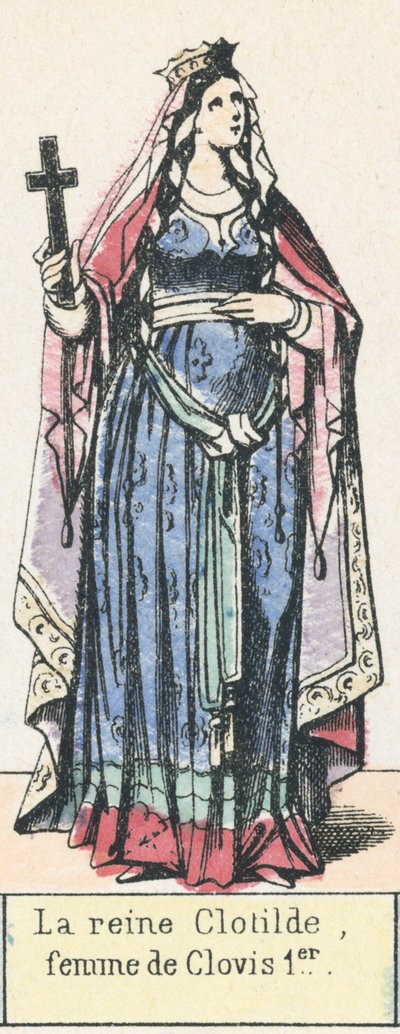 La reina Clotilde, esposa de Clodoveo I de French School