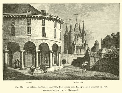 La rotonda del Temple en 1808; según una aguafuerte publicada en Londres en 1809, comunicada por M. A. Bonnardot de French School