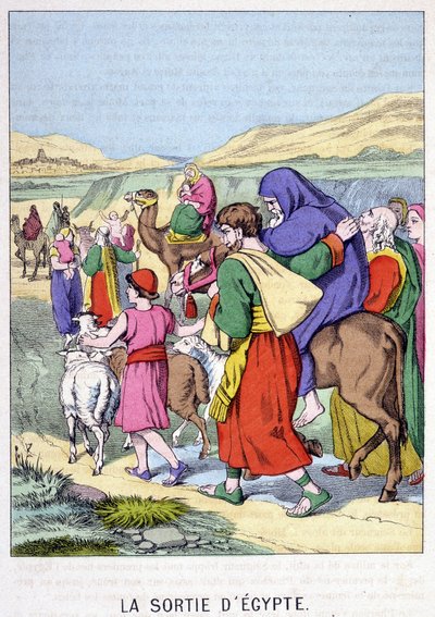 La salida de Egipto - en “Vida de Moisés”, ed. Olivier Pinot, Epinal, finales del siglo XIX de French School