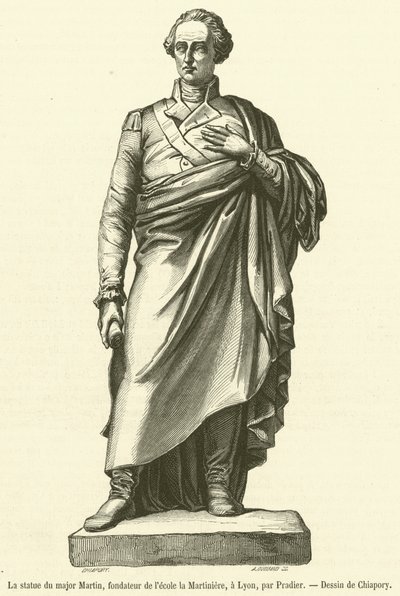 La estatua del mayor Martin, fundador de la escuela la Martiniere, en Lyon de French School