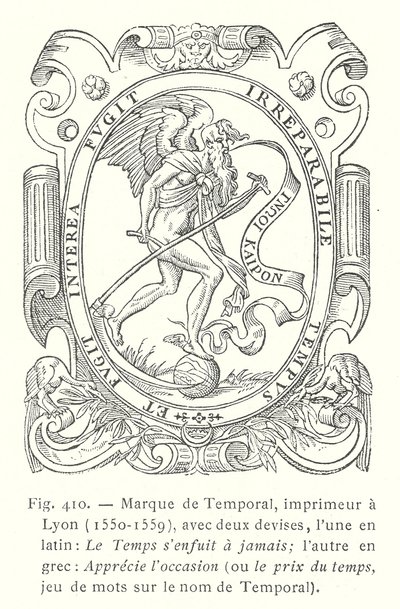Etiqueta de Jean Temporal, impresor francés de Lyon de French School