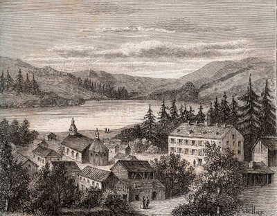 Lago de Gerardmer - Alsacia Champaña Ardenas Lorena - grabado en “La France illustrée: geografía, historia, administración estadística” por V.A. Malt-Brown. 1884 de French School
