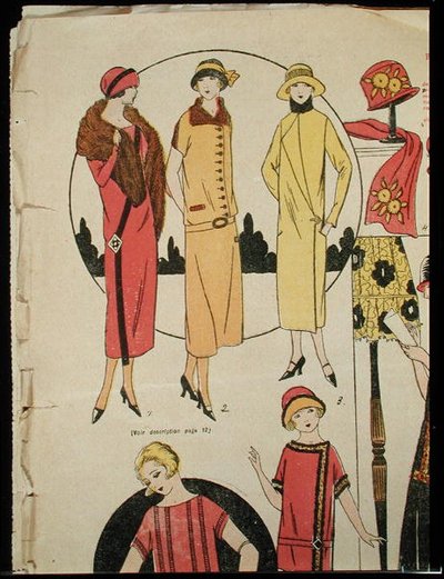 Vestidos de damas y un abrigo, ilustración de 