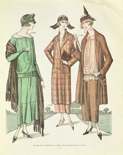Moda femenina, ilustración de La Veritable Mode Francaise de Paris, 1924 de French School