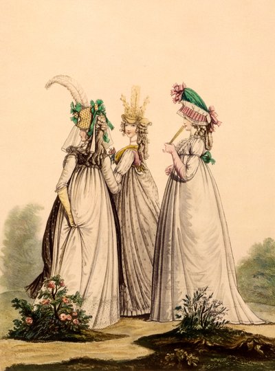 Damas en ropa de día - Modas inglesas, 1795 de French School