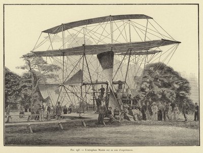 El aeroplano Maxim en su vía de experimentos de French School