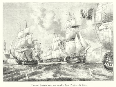 El almirante Roussin con su escuadra fuerza la entrada del Tajo de French School
