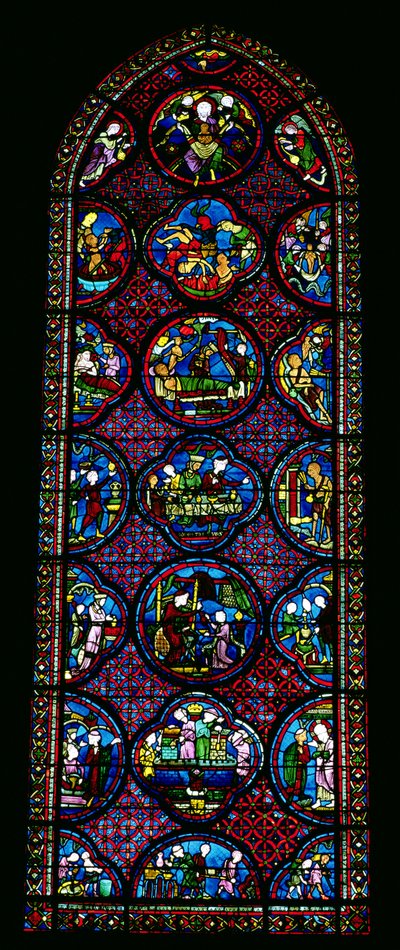 Ventana lanceta que representa la Parábola de Lázaro y el hombre rico de French School