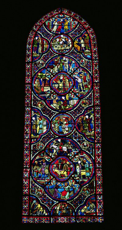 Ventana lanceta que representa la Parábola del Hijo Pródigo de French School