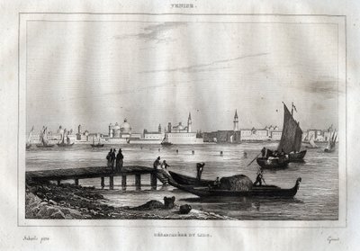 Embarcadero del Lido de Venecia - Grabado de “Italia Pintoresca” por M. de Norvins, Ch. Nodier 1834-1836. de French School