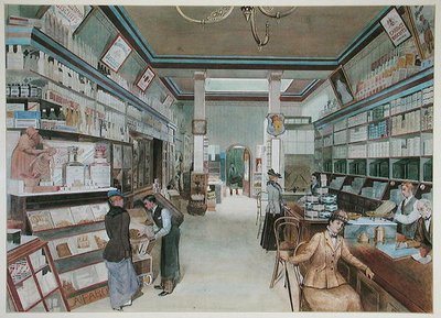 Gran tienda de comestibles en Inglaterra, c. 1900 de French School