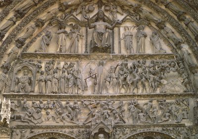 Juicio Final, tímpano del portal central de la fachada oeste, siglo XIII de French School