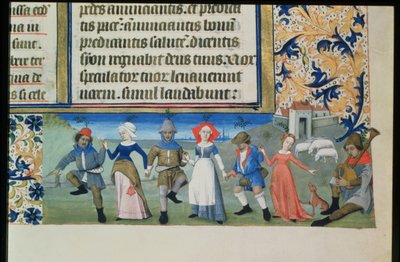 Lat 873 f.21 Danza de los pastores, de las Horas de Carlos de Angulema de French School
