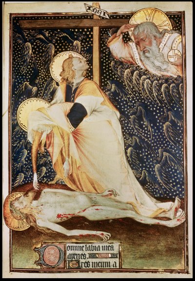 La Deposición de Cristo, hecha para Yolanda, viuda de Luis II de Anjou, conocida en vida como la Reina de Sicilia, de las Grandes Horas de Rohan de French School