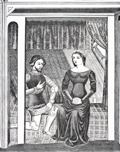 Launcelot y Ginebra, según una miniatura de un manuscrito del siglo XIV, de Science and Literature in The Middle Ages de Paul Lacroix pub. Londres 1878 de French School