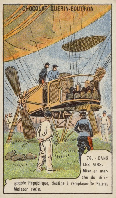 Lanzamiento del dirigible militar francés La Republique, reemplazo del perdido Patrie, Moisson, Francia de French School