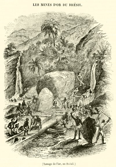 Lavado de oro, en Brasil (grabado) de French School
