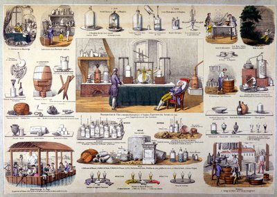 Experimento de Lavoisier sobre la reconstrucción del agua en 1790, c.1860 de French School