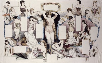 Ilustraciones de diseño para un artículo sobre ropa interior femenina, de La Vie Parisienne, c.1870 de French School