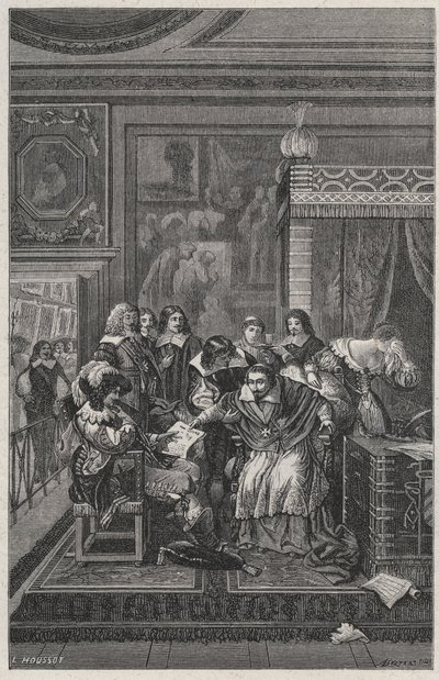 El cardenal de Richelieu moribundo - Litografía de Charles Motte (1785-1836) en 