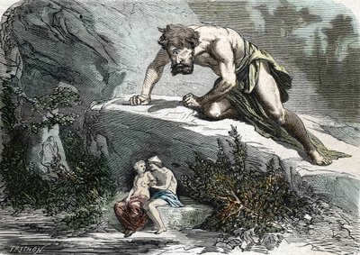 El cíclope Polifemo sorprendiendo a Galatea y Acis de French School