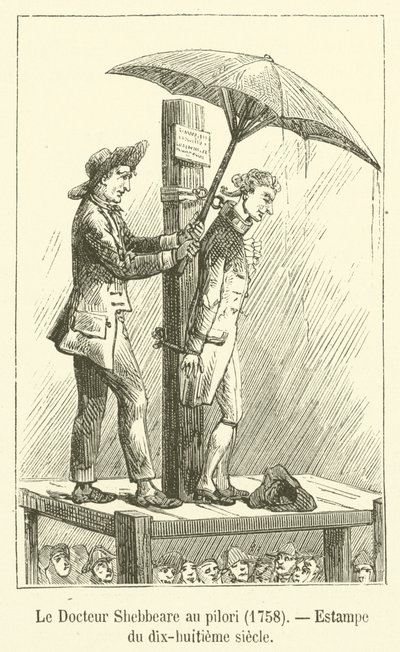 El Doctor Shebbeare en el pilar, 1758, Estampa del siglo XVIII de French School