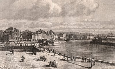 Le Havre - Normandía - grabado en “La France illustree: geographie, histoire, administration statistique” por V.A. Malt-Brown. 1884 de French School
