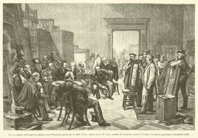 El Jurado inglés eligiendo los cuadros para la Exposición universal de 1878 en París de French School