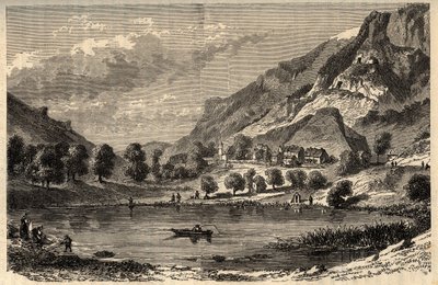 Le Lauzet-Ubaye - El lago de Lauzet - comuna en el departamento de Alpes de Alta Provenza en el sureste de Francia - grabado en “PATRIE” - DESCRIPCIÓN PICTÓRICA DE FRANCIA EN 6 VOLÚMENES POR LUCIEN HUARD - finales del siglo XIX de French School