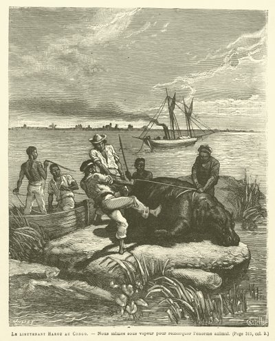 El Teniente Harou en el Congo (grabado) de French School