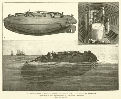 El pacificador, nuevo torpedero submarino, experimentado en América de French School