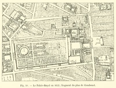 El Palais-Royal en 1652; fragmento del plan de Gomboust de French School