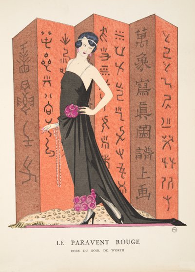 Le Paravent Rouge, de una colección de láminas de moda de French School