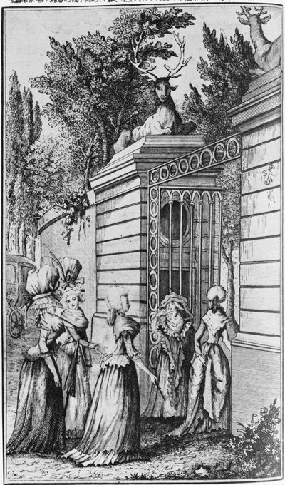 Le Parc aux Cerfs, la puerta al refugio real de Luis XV, gestionado por Madame de Pompadour de French School
