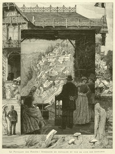 El Pabellón de los Bosques, Interior del pabellón y vista de uno de los dioramas de French School