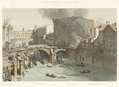 El Pequeño Chatelet y el Pequeño Puente, Después del Incendio del 27 de abril de 1718 de French School