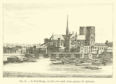 Le Pont-Rouge, en 1650; facsímil de un grabado de I. Sylvestre de French School