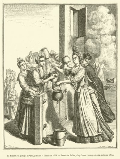Le Secours du potage, en París, durante la hambruna de 1709 de French School