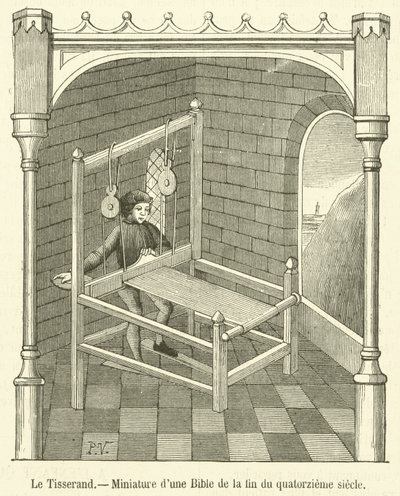 El Tejedor, Miniatura de una Biblia de finales del siglo XIV de French School