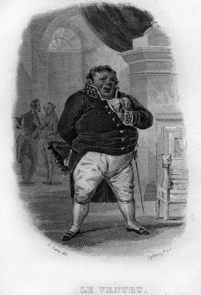 Le Ventru Chanson de Beranger en “Oeuvres completes” (1834) por Pierre Jean de Beranger (1780-1857), poeta y compositor francés. de French School