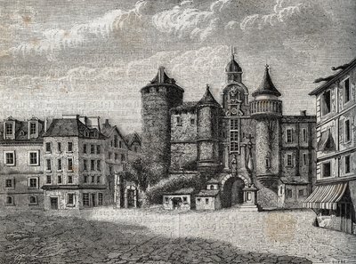 Le Vieux Paris - le Grand Chatelet - grabado en “Historia física, civil y moral de París: desde los primeros tiempos históricos hasta el presente” de Jacques Antoine Dulaure de French School