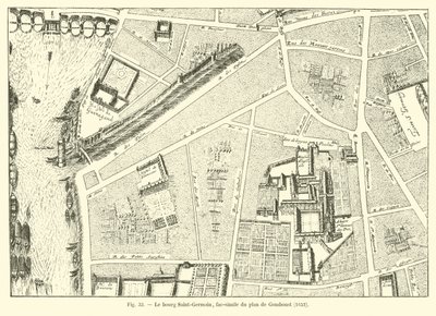 El burgo Saint-Germain, facsímil del plano de Gomboust, 1652 de French School