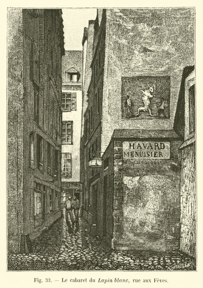 El cabaret del Conejo Blanco, calle aux Feves de French School