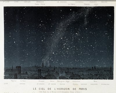 El cielo del horizonte de París en el solsticio de invierno - en “El Cielo” por Amédée Guillemin, París de French School